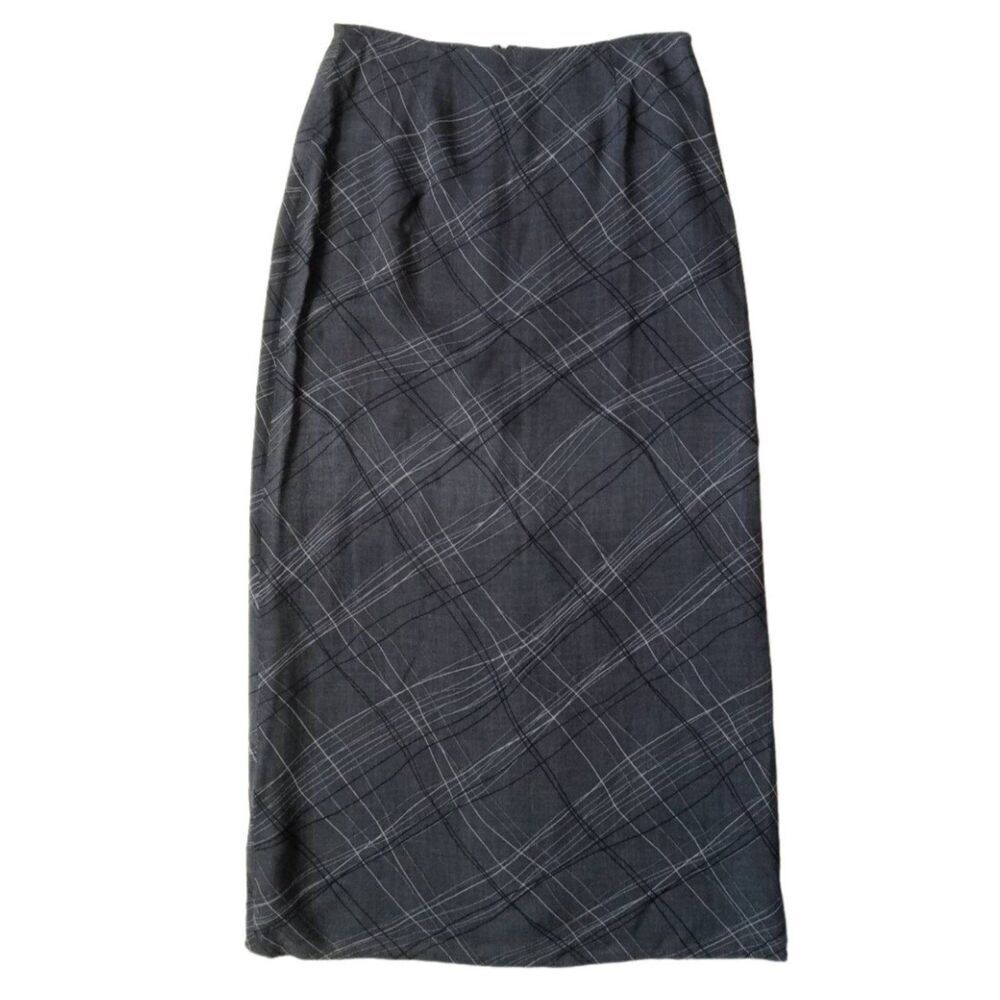 Outfit JPR Vintage 90s Gray Abstract Lines Lightweight Midi Skirt Women's 10